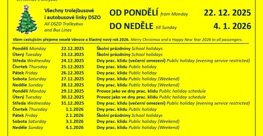 Jak bude jezdit DSZO do konce roku 2025 a na počátku roku 2026