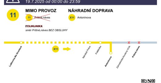 V sobotu nepojedou trolejbusy na náves do Prštného